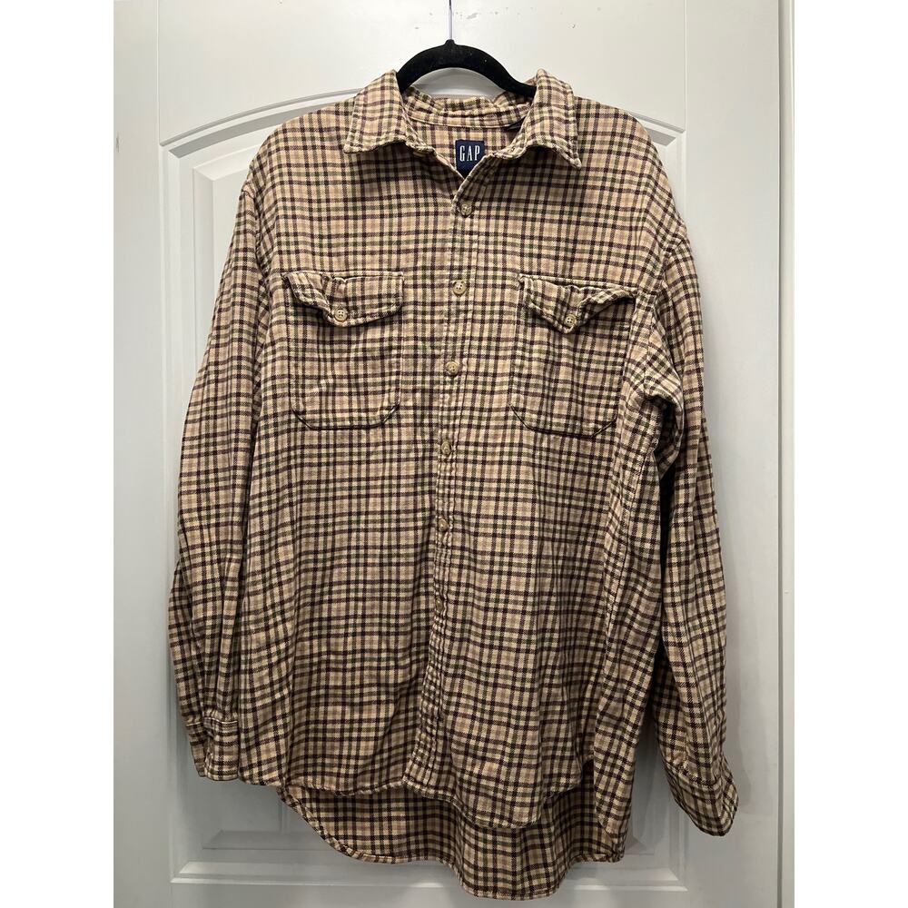 Gap Men’s Button Down Long Sleeve Cotton Plaid Casual Shirt Size L‎ Multicolor